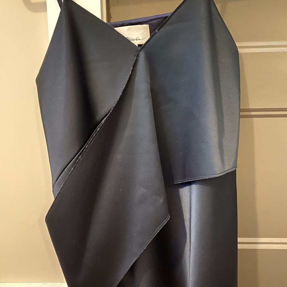 3.1 Phillip Lim Navy Silk Crossover Front Tank Top